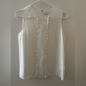 Kate Spade 100% Silk Ivory Sleeveless Blouse Ruffle Detail Size 2